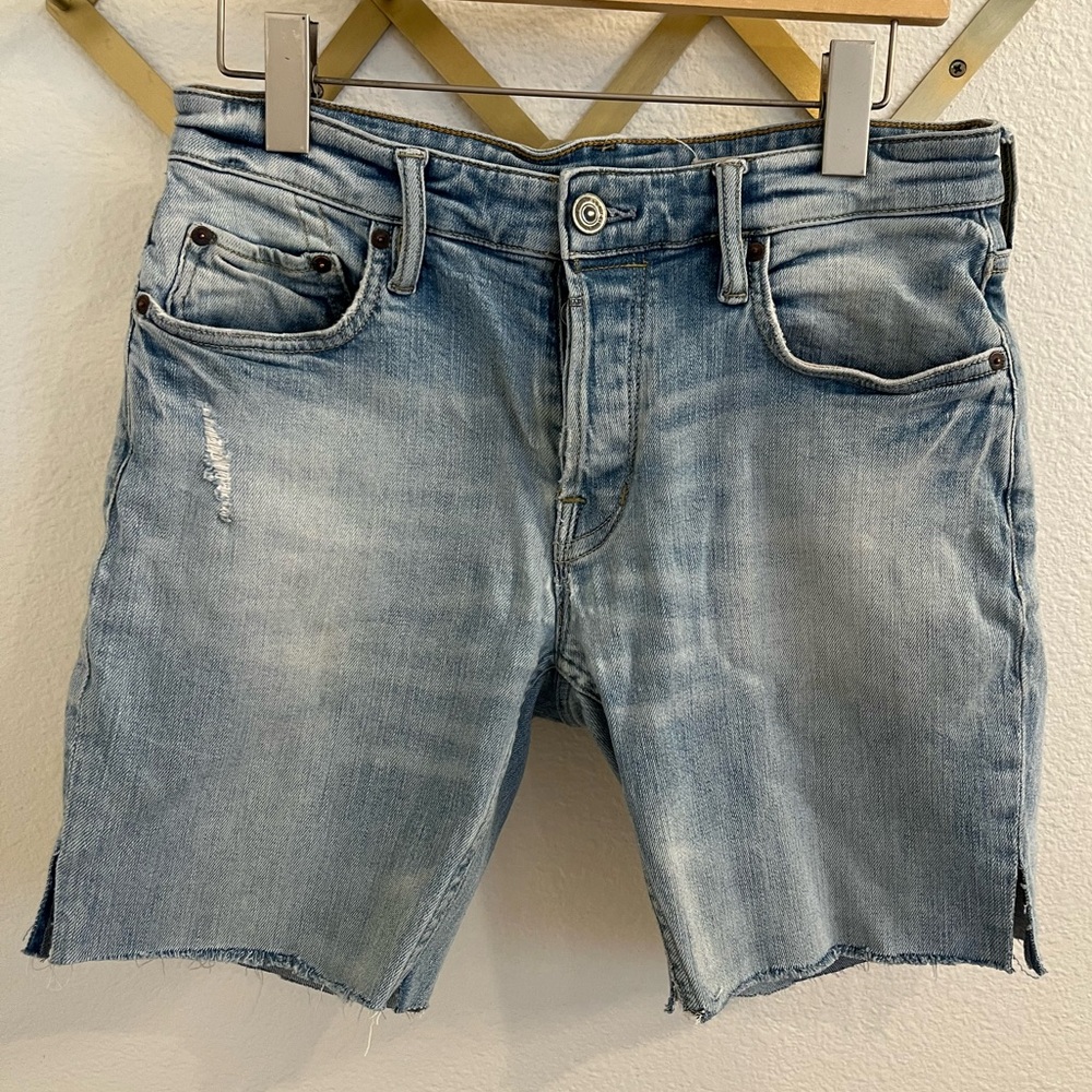 All Saints Rex Distressed Jean Shorts Jorts Skinny Shorts 30